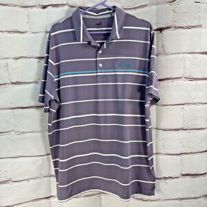Puma Golf Shirt SZ XL Purple White Stripe Mens Performance Athletic Activewear